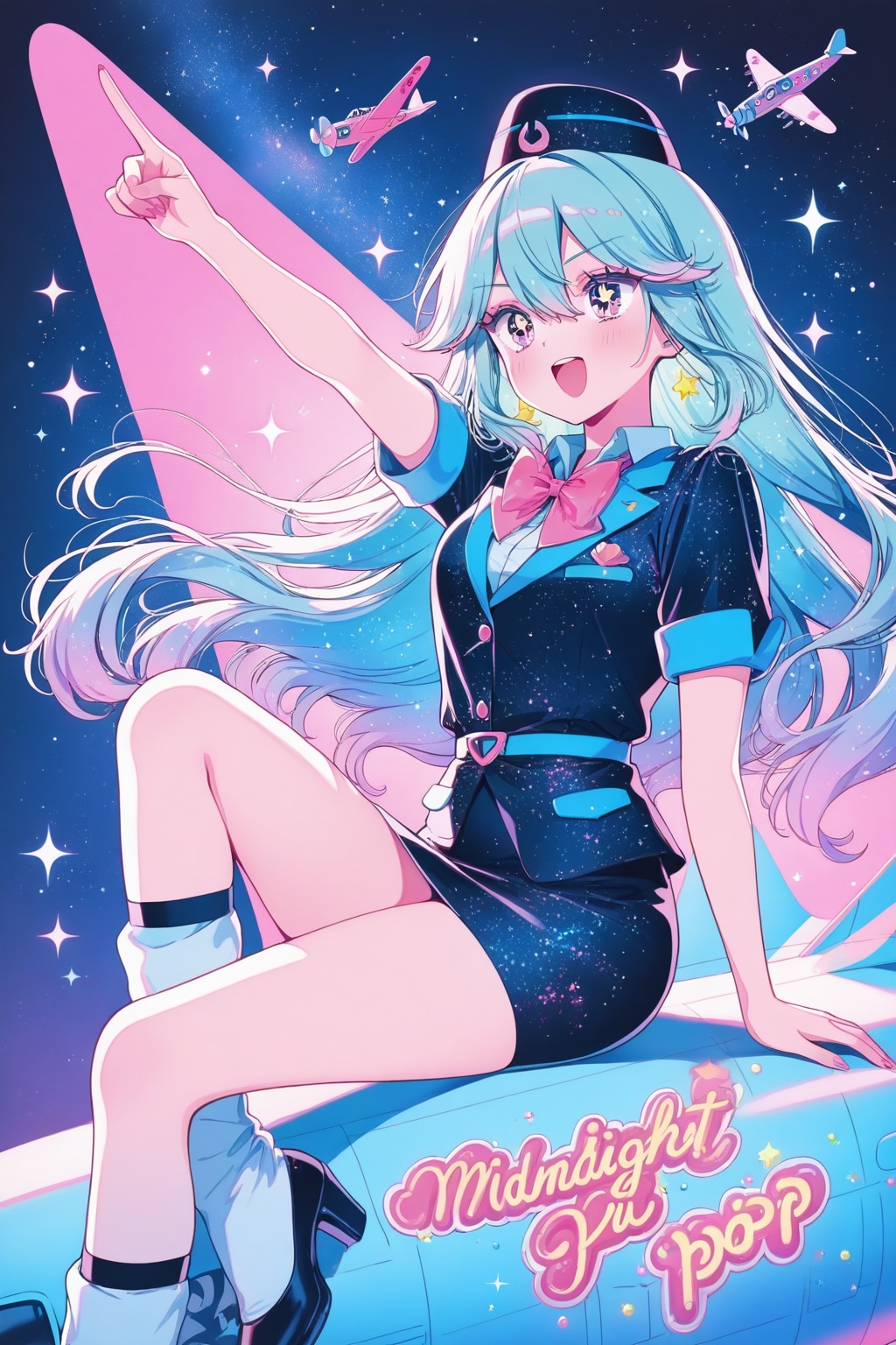 真夜中のエアラインへようこそ！✈️🌌💖✨ | の人気AIイラスト・グラビア