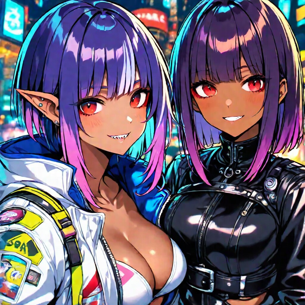 CyberPunk黒エルフ姉妹 | の人気AIイラスト・グラビア