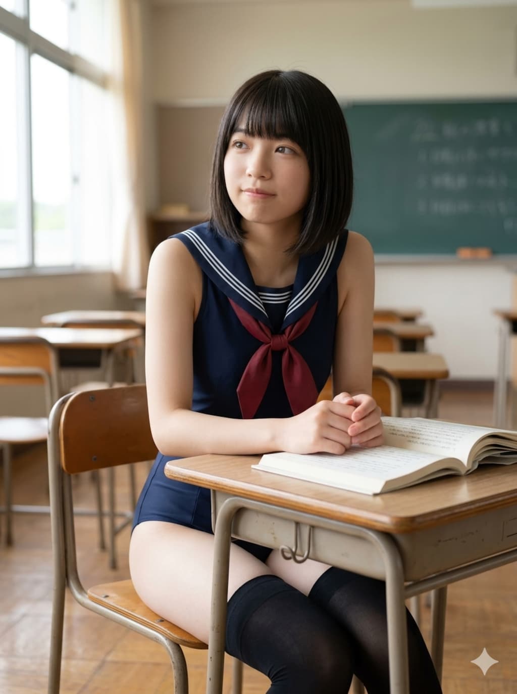 セーラー×スク水×ニーハイの“禁断の組み合わせ” が全方位エロすぎる！！！破壊力抜群の絶対領域と、思わず触れたくなる柔らかな肌に理性崩壊！！！