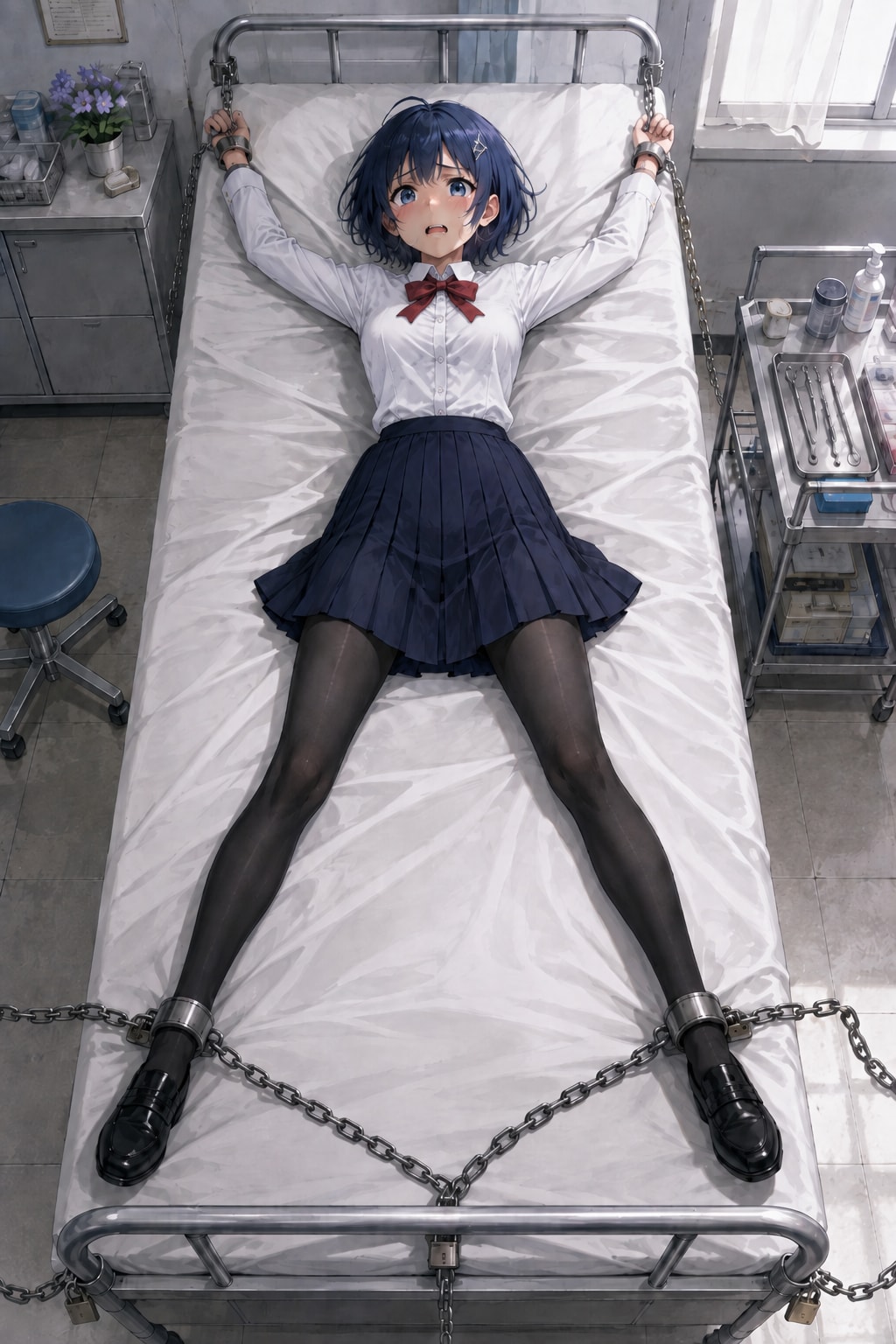 保健室のベッドに鎖で繋がれた少女
