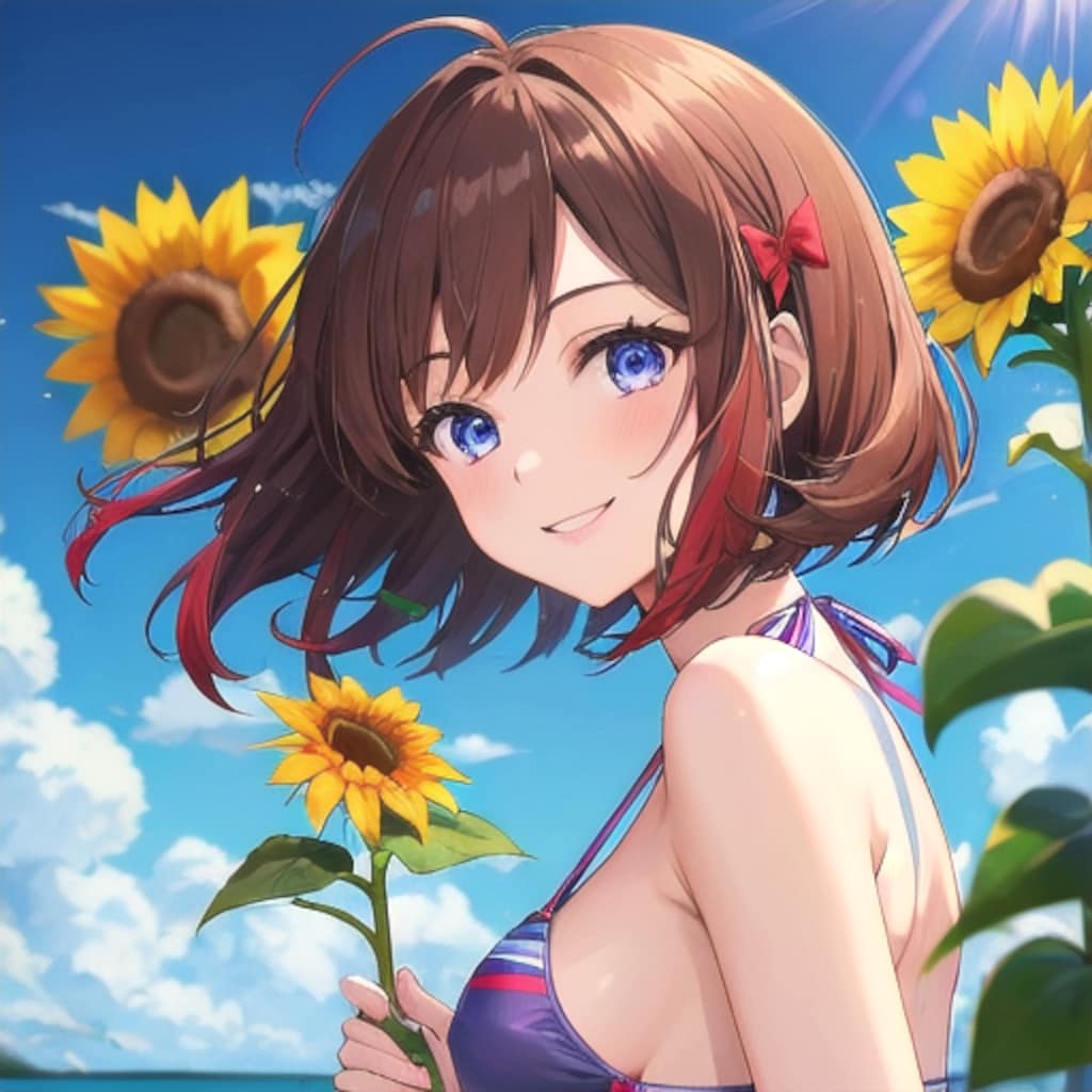 ひまわりと女の子