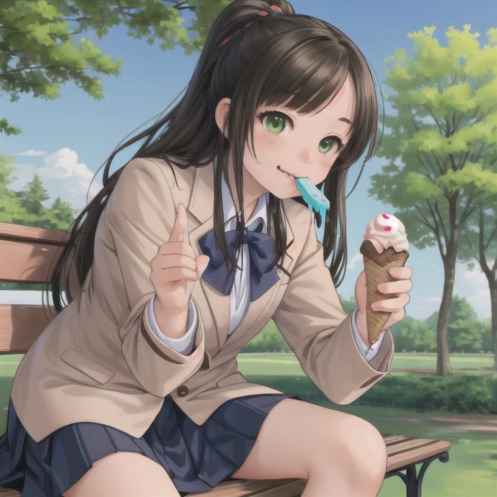 黒髪ポニテでブレザーの少女