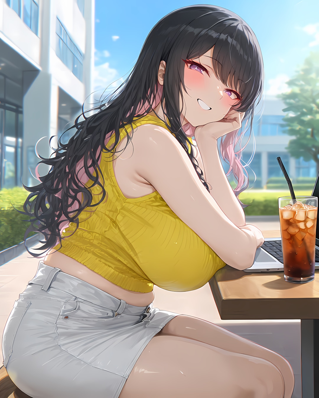 🍹真夏の学食カフェ！イエローニットのリナちゃんとランチタイム✨
