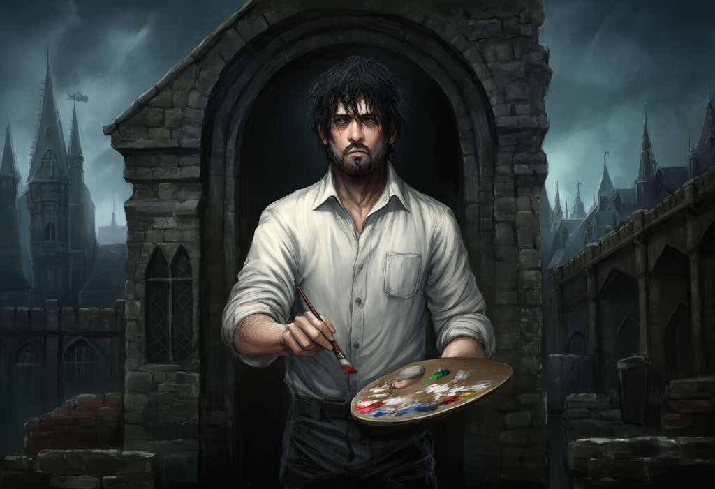 中世の芸術家（画家）　ゴシックホラー風