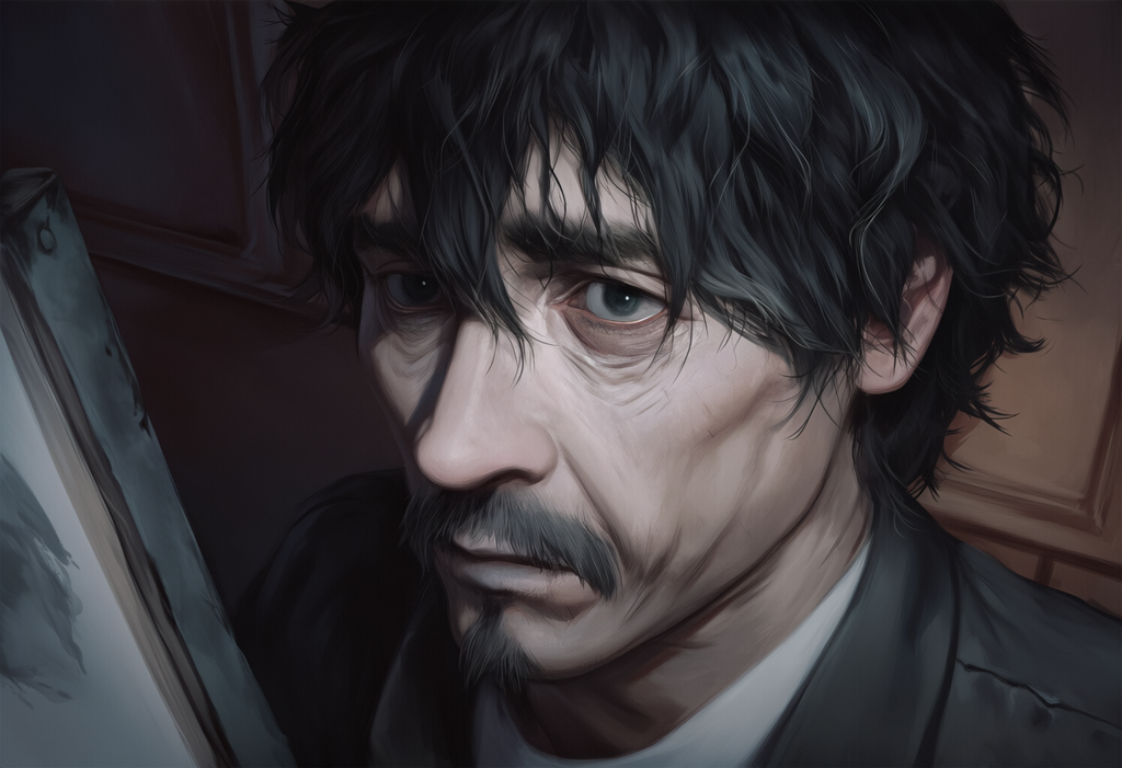 中世の芸術家（画家）　ゴシックホラー風