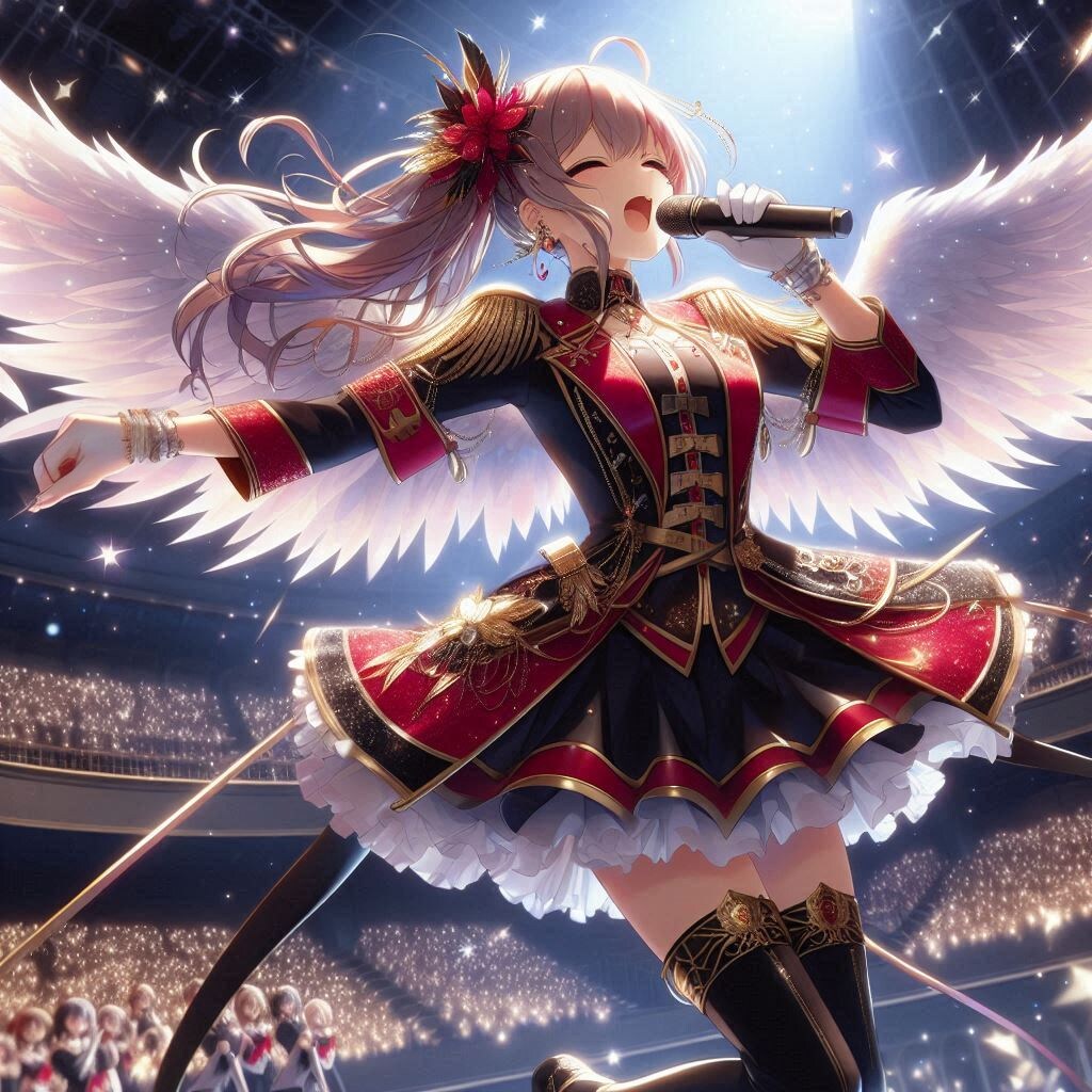 赤系の情熱系の歌を歌うパワー系パッションアイドルとか！ | の人気AIイラスト・グラビア