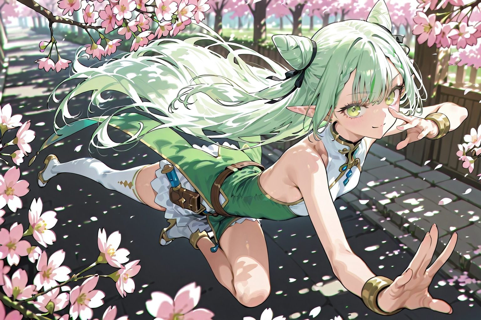 桜とエルフの女の子