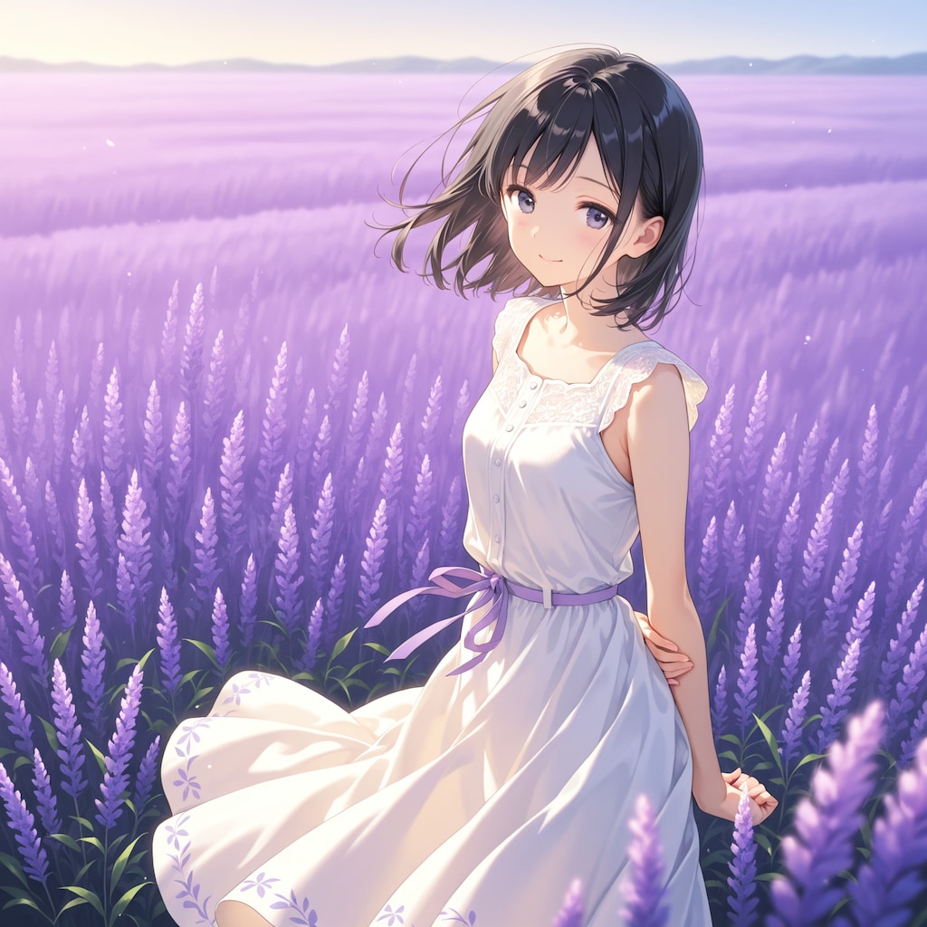 ラベンダー畑の少女