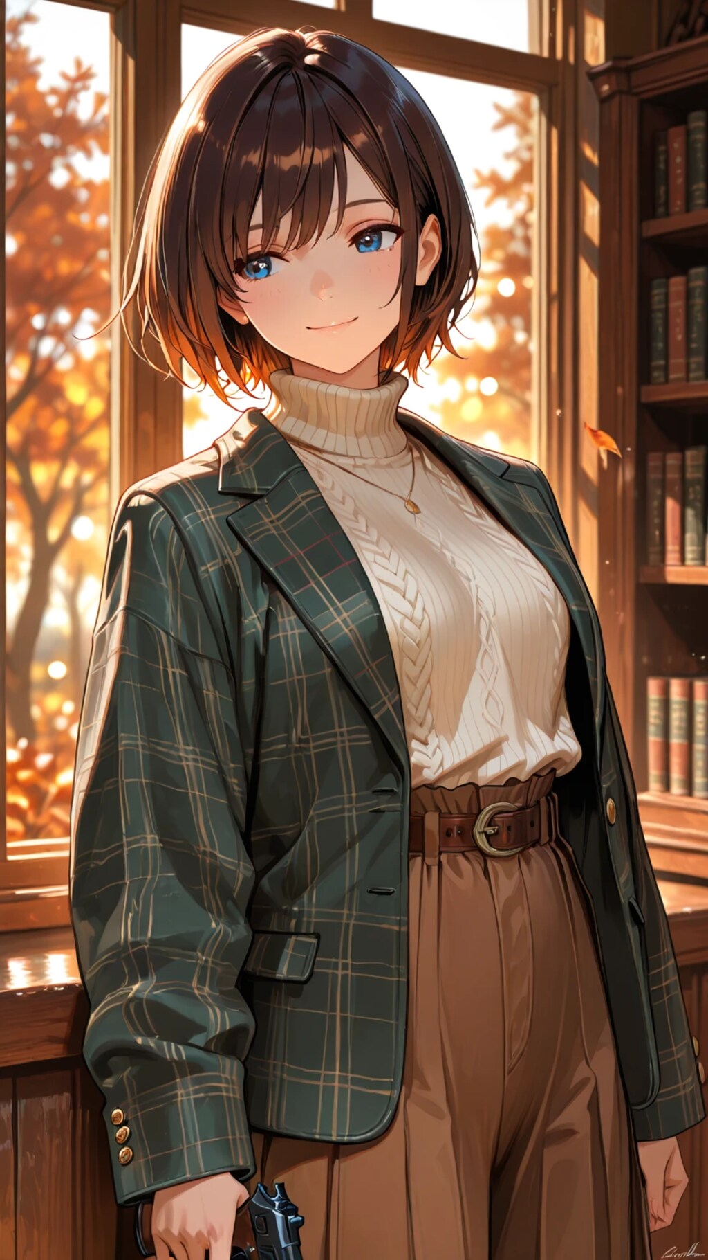 ガンクラブチェックという柄の服をアメリアと奏に着てもらった