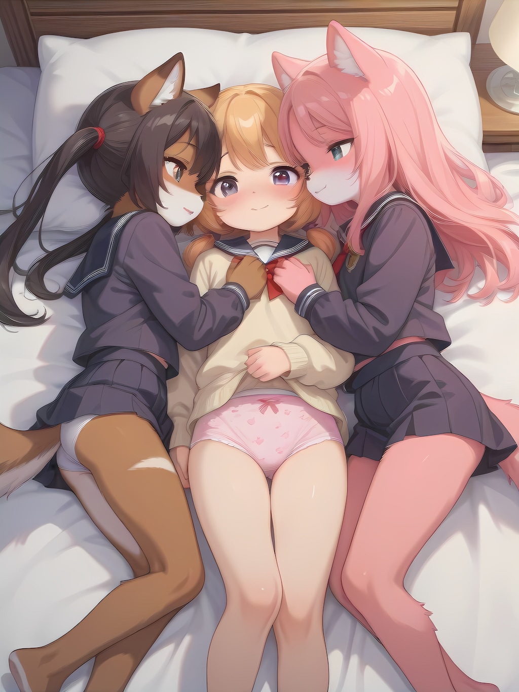 ケモっ娘+ヒト 百合『ピンクは勝負の色…』