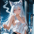 窓際で煙草を吸うヤニケモナー 2枚目