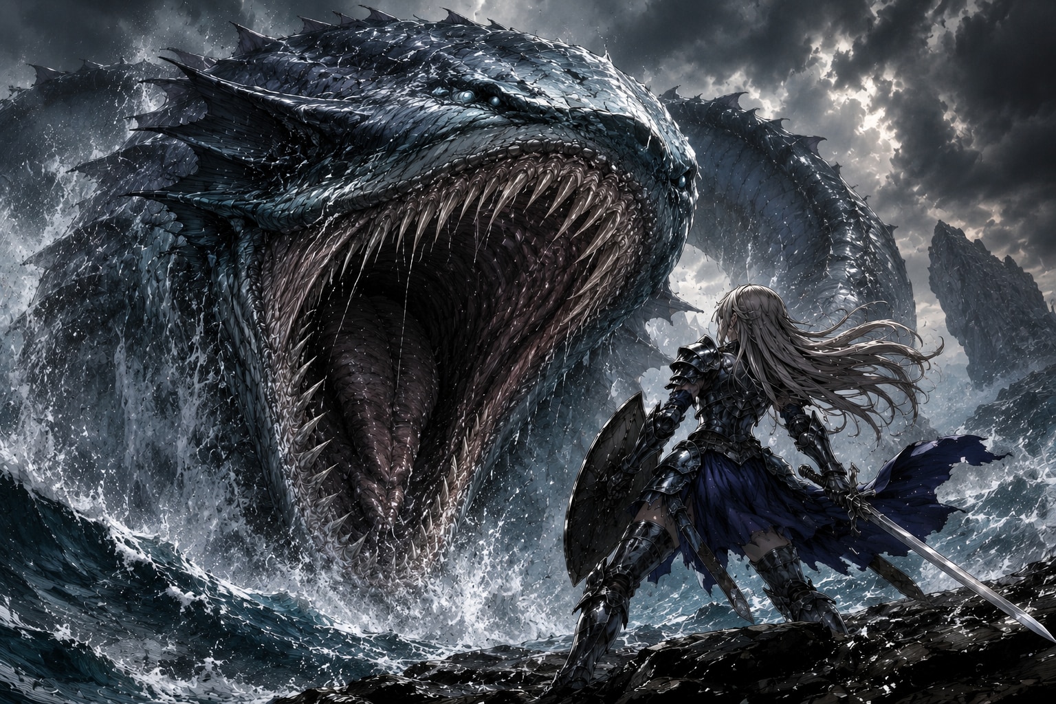 リヴァイアサンとの対峙 | の人気AIイラスト・グラビア
