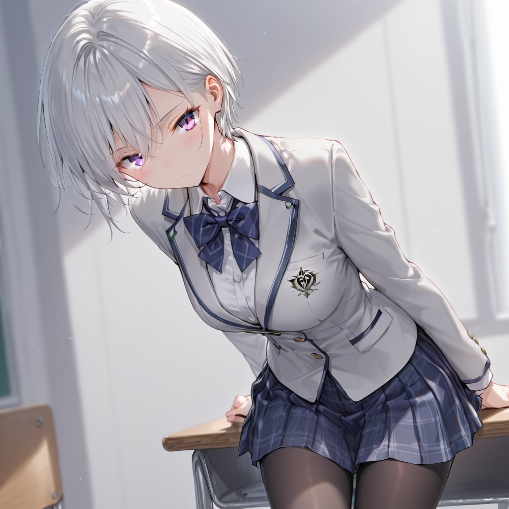 (1126)銀髪ちゃん制服 | の人気AIイラスト・グラビア