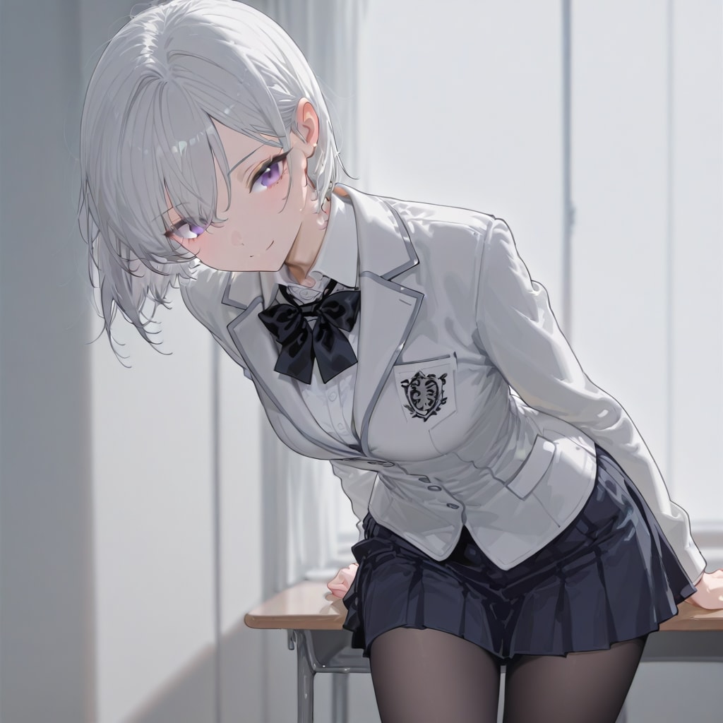 (1126)銀髪ちゃん制服