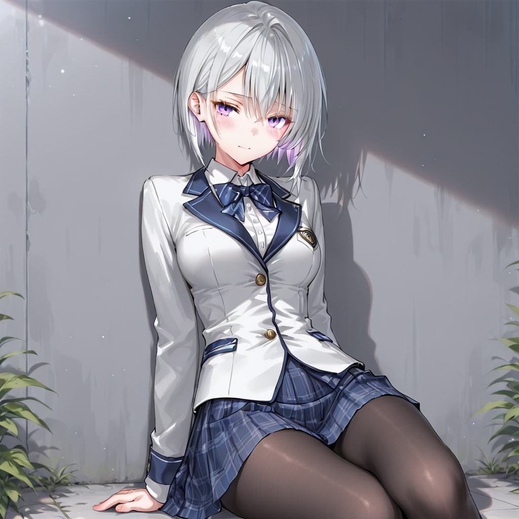 (1126)銀髪ちゃん制服