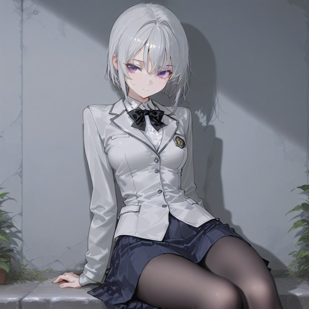 (1126)銀髪ちゃん制服