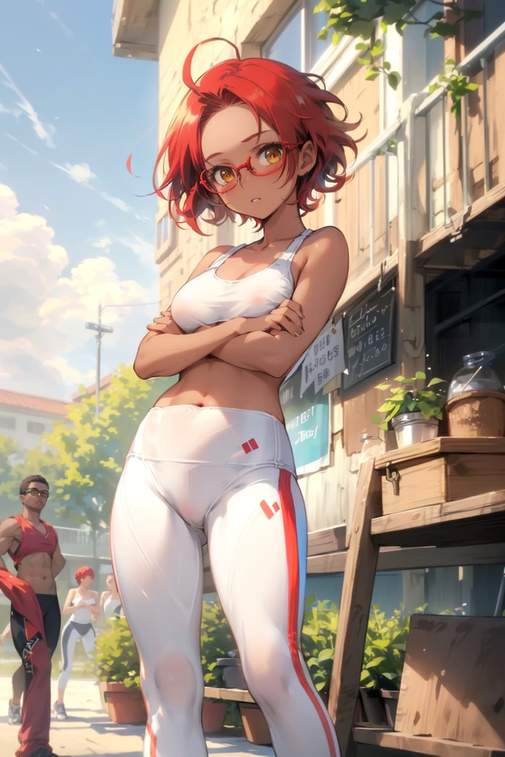 スポーツウェアの眼鏡っ娘