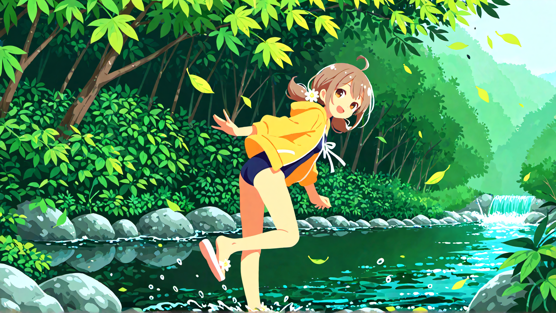 川遊び。