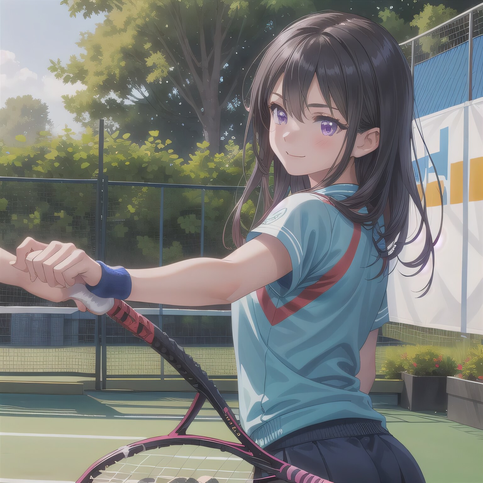 黒髪ロングでテニスウェアの少女１６ | の人気AIイラスト・グラビア