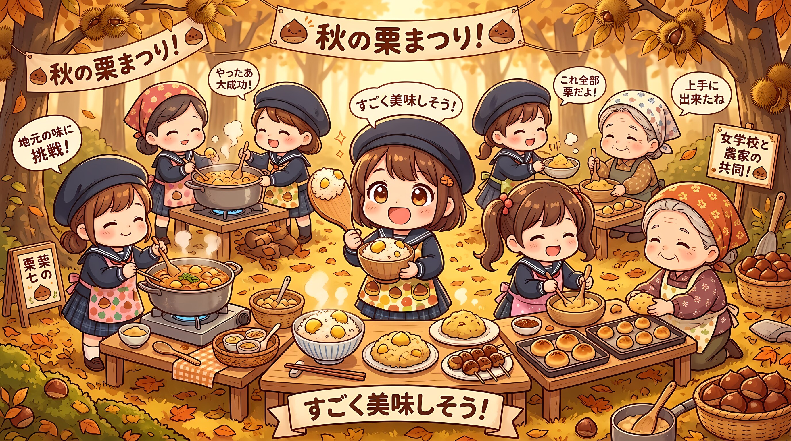 秋の遠足｜栗料理２（71/100） | の人気AIイラスト・グラビア