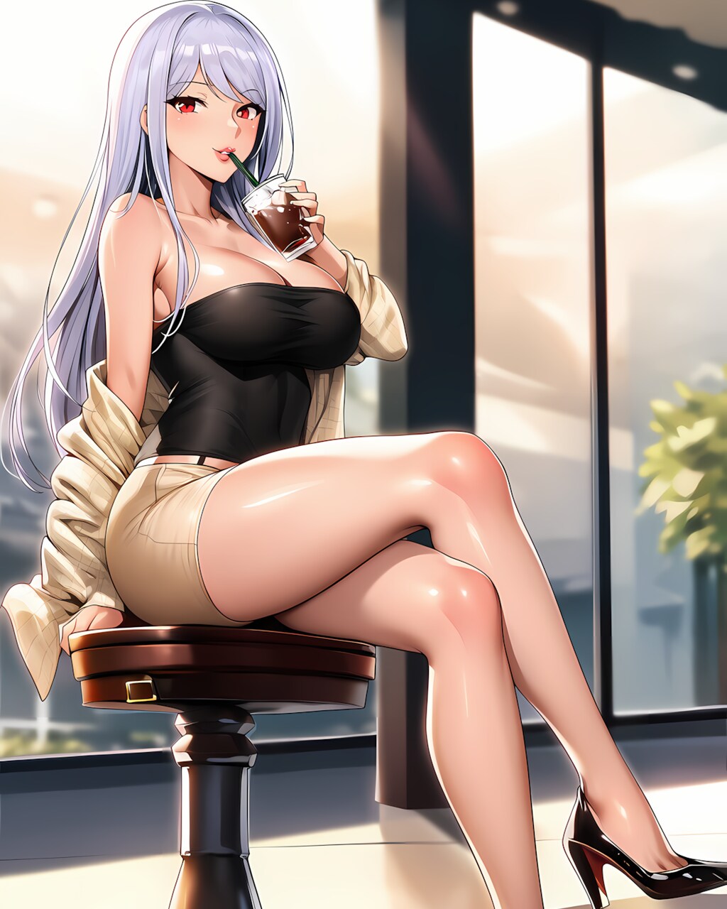 🍹都会のカフェでひと休み✨クールなミレナと休憩🖤