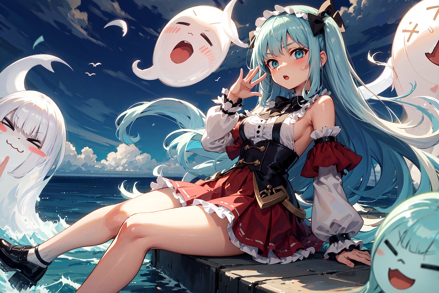 ゴーストと仲良く遊んでいる子