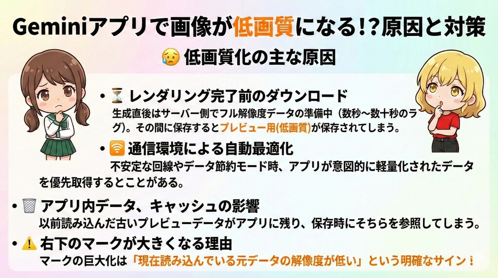 ダウンロード時の画質低下を回避したい (Androidアプリ版Gemini)