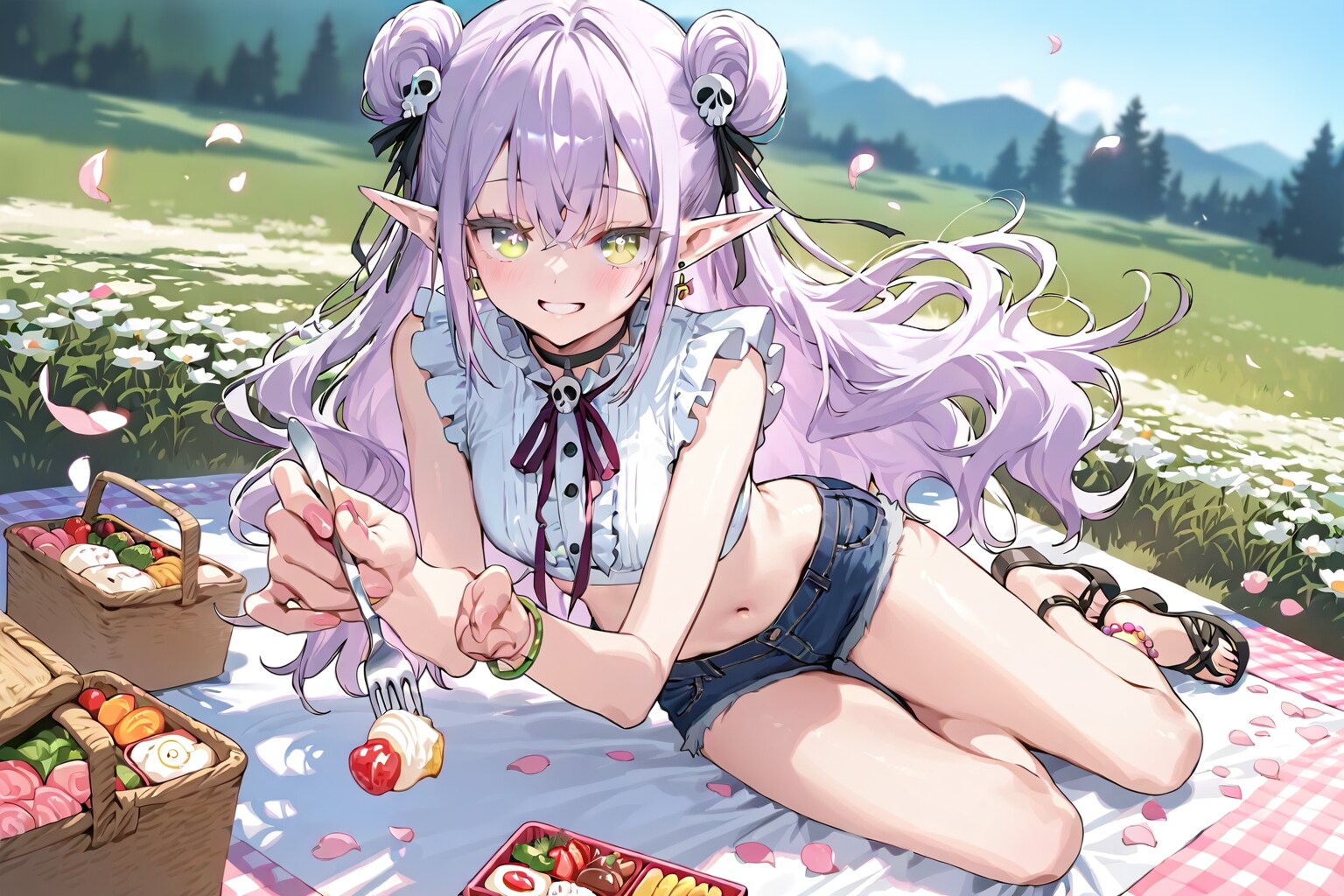 エルフなLILACちゃんとピクニック。※別衣装ver | の人気AIイラスト・グラビア