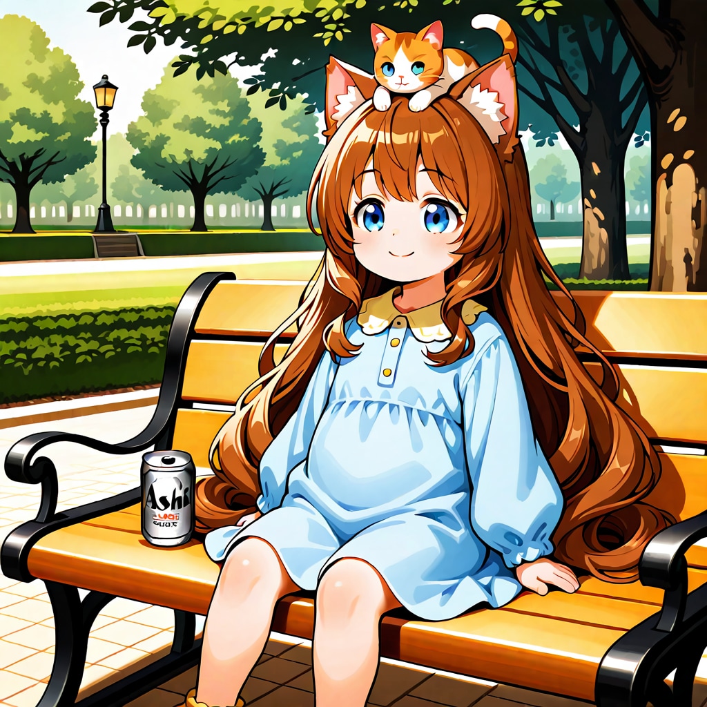猫と座る小さな女の子 | の人気AIイラスト・グラビア