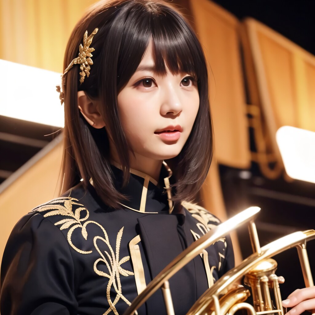 黒髪ロングでブラスバンドの美女４