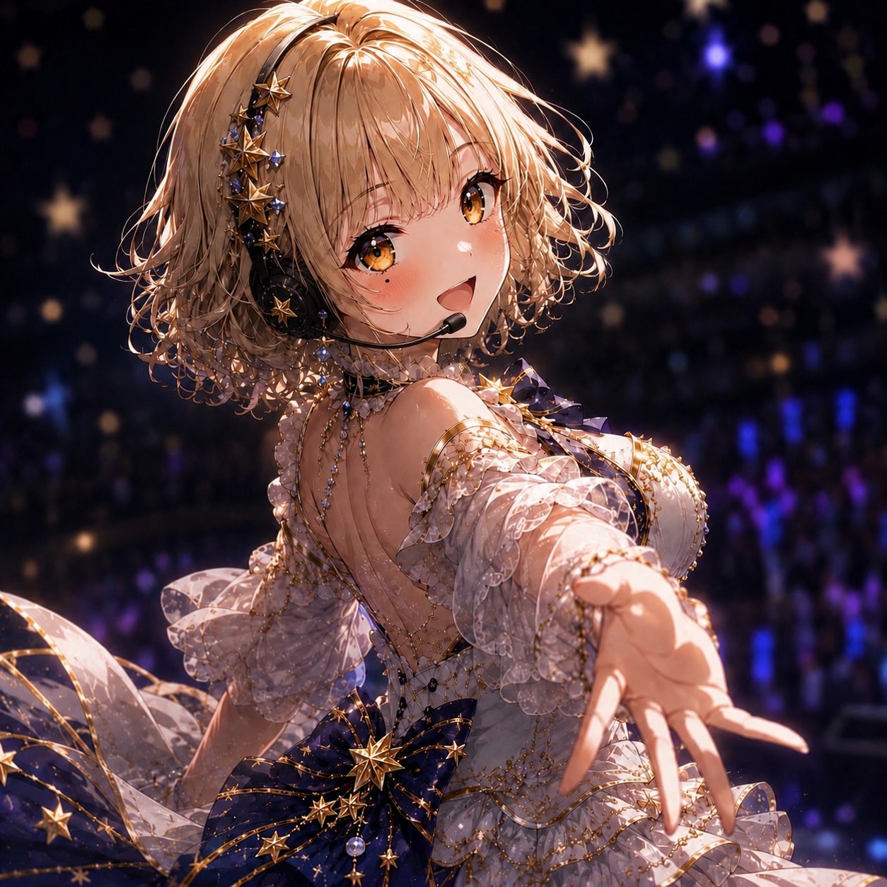 夜空のようなステージでソロライブ