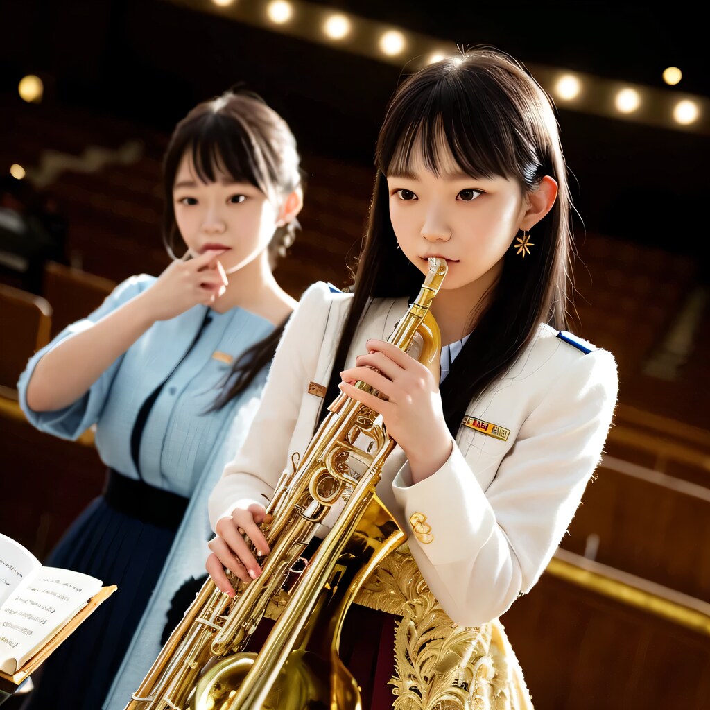 黒髪ロングでブラスバンドの美女３７