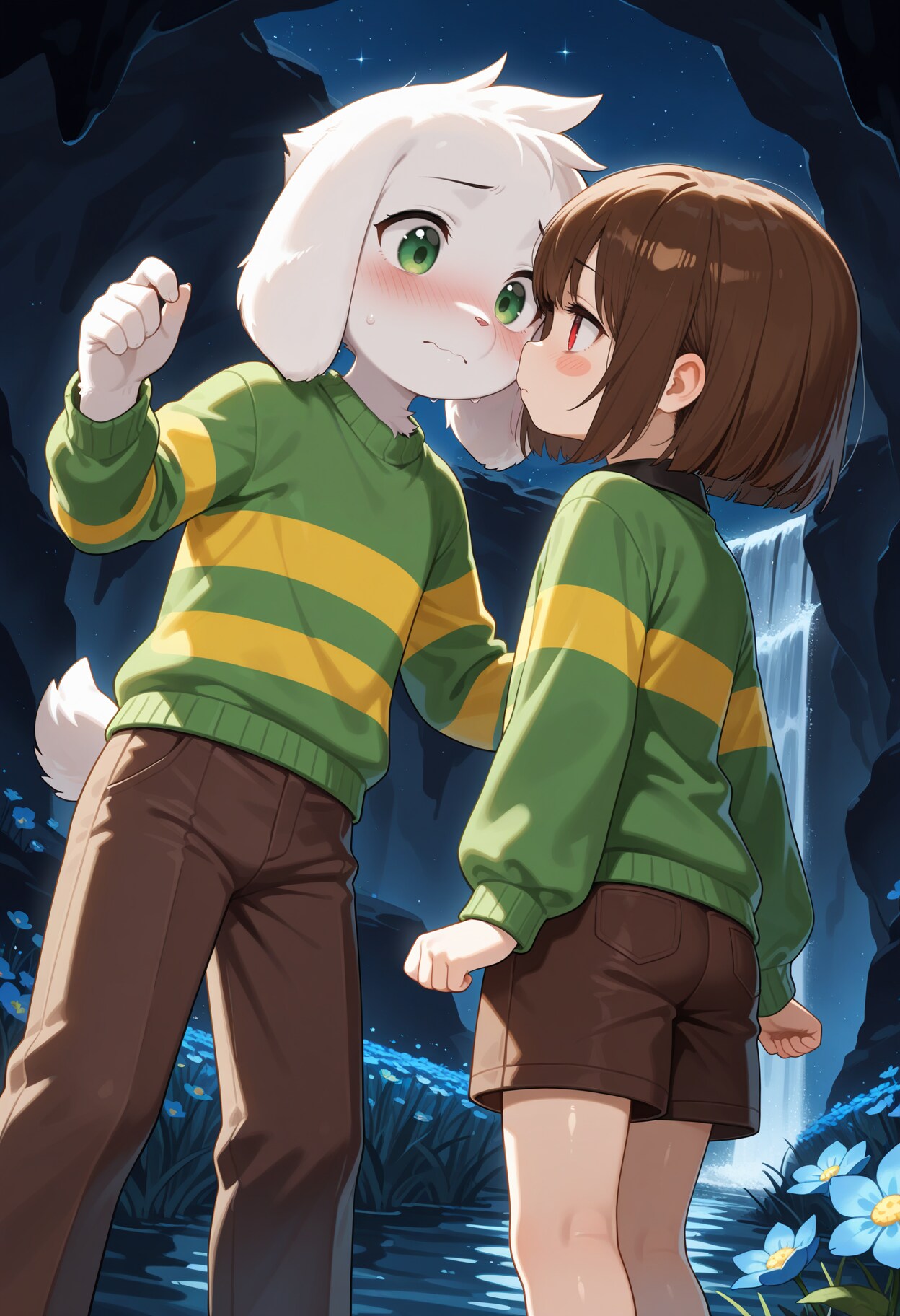 キャラちゃんに一歩踏み出そうとするアズリエルくん | の人気AIイラスト・グラビア