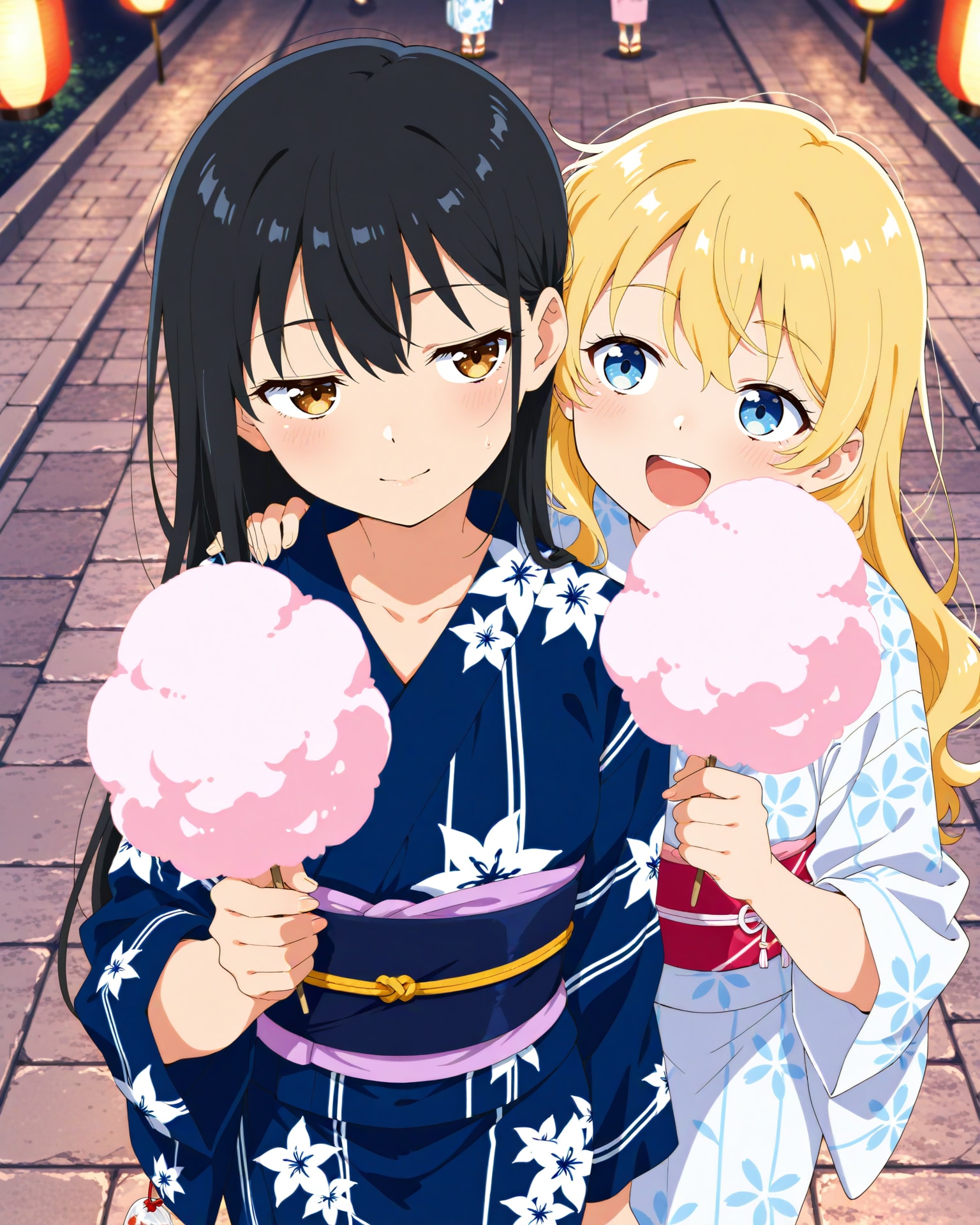2人揃って綿あめ