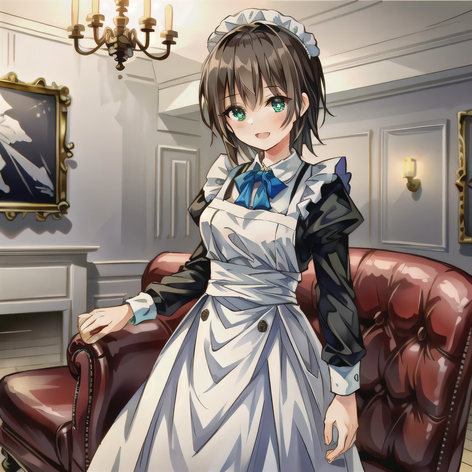 茶髪ボブでメイド服の少女１０ | の人気AIイラスト・グラビア