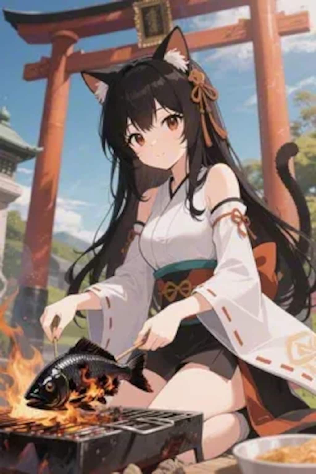 おさかにゃを焼くさくらちゃん