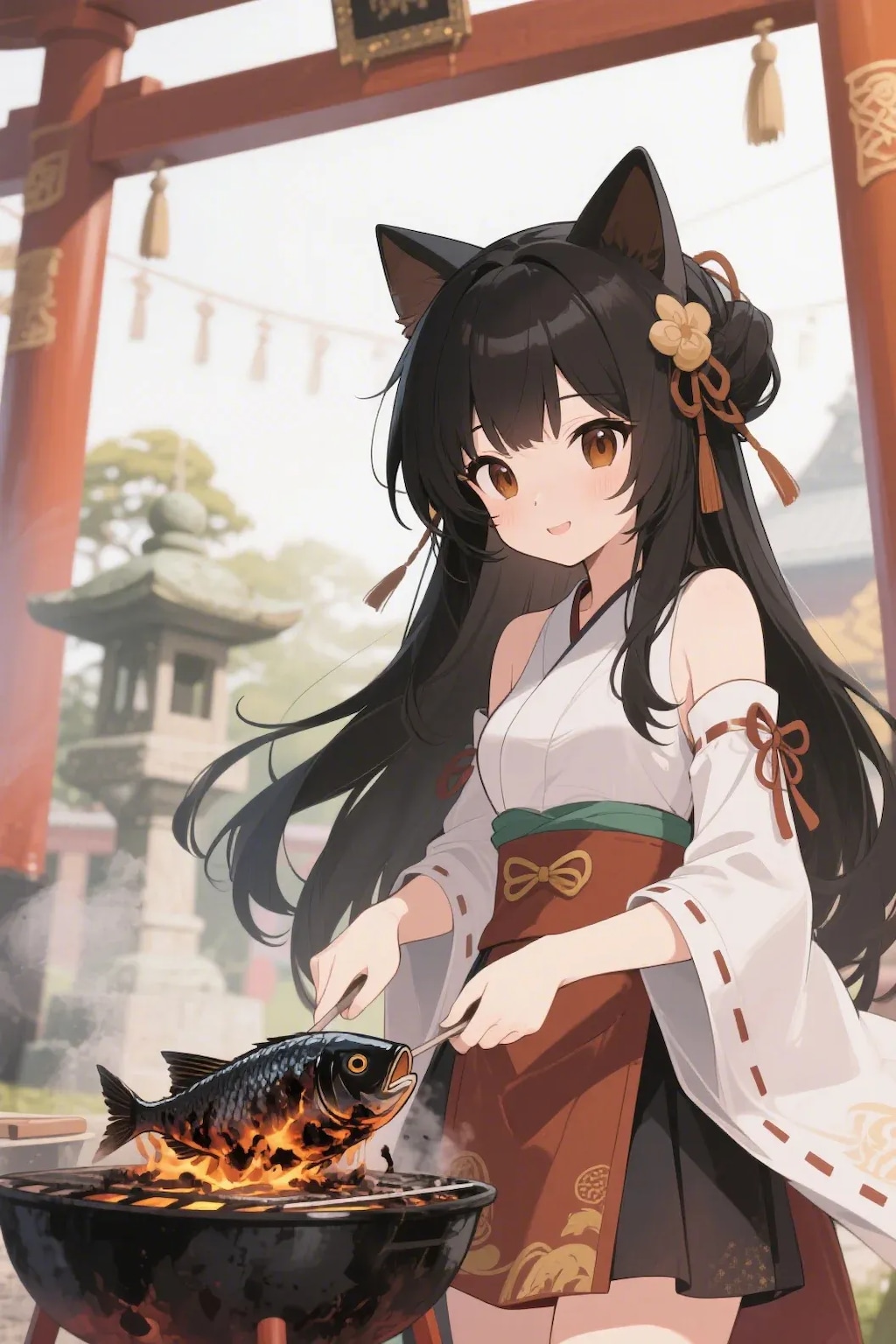 おさかにゃを焼くさくらちゃん