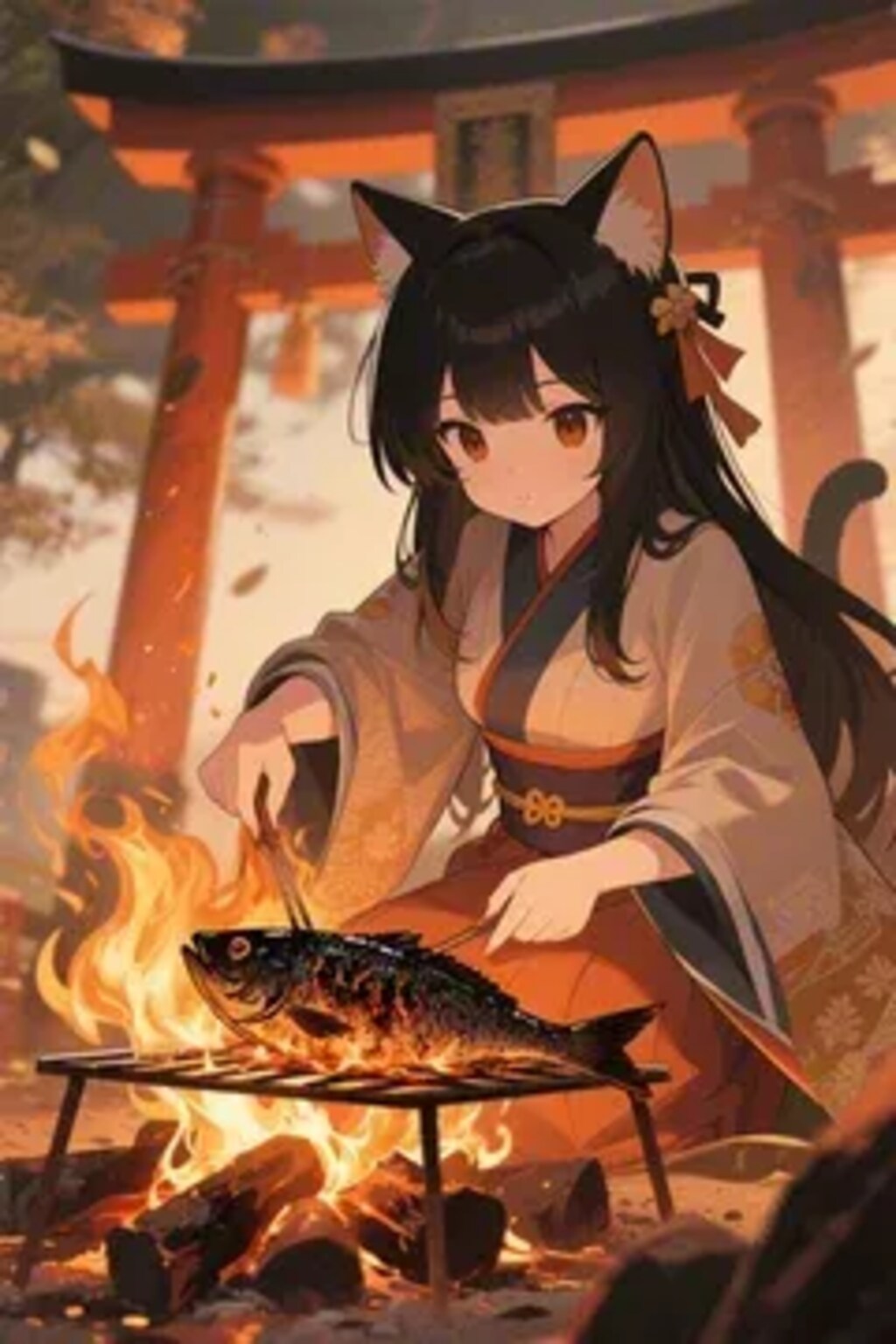 おさかにゃを焼くさくらちゃん