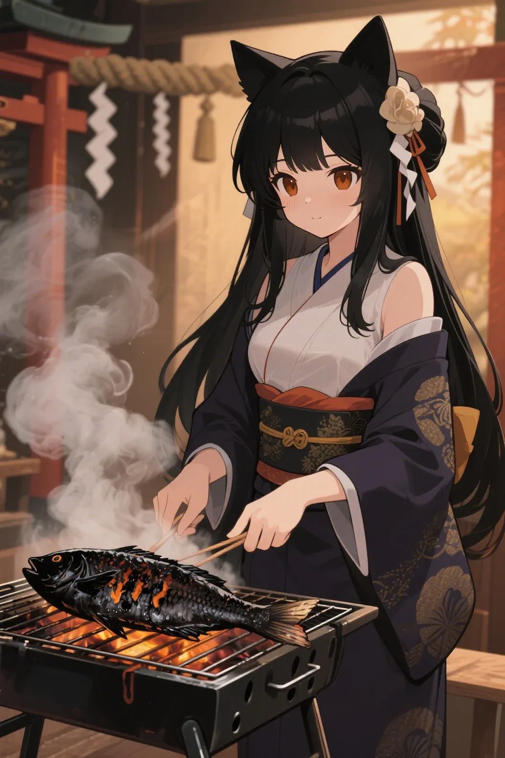 おさかにゃを焼くさくらちゃん