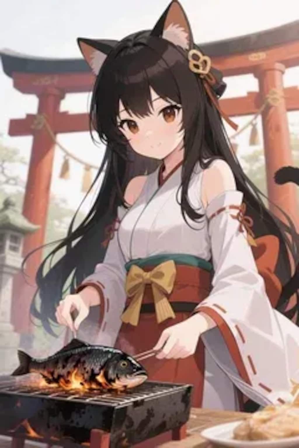 おさかにゃを焼くさくらちゃん