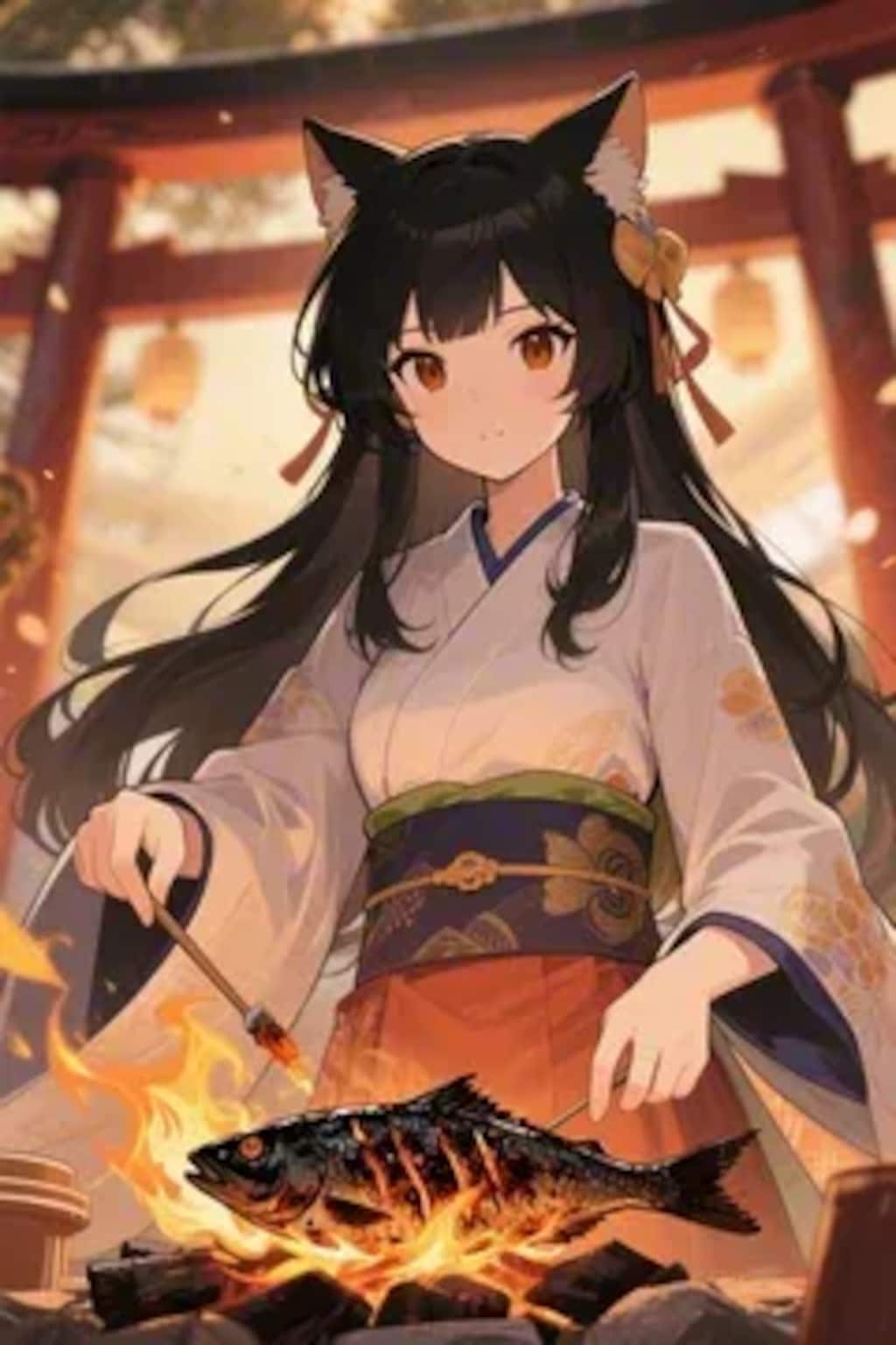 おさかにゃを焼くさくらちゃん