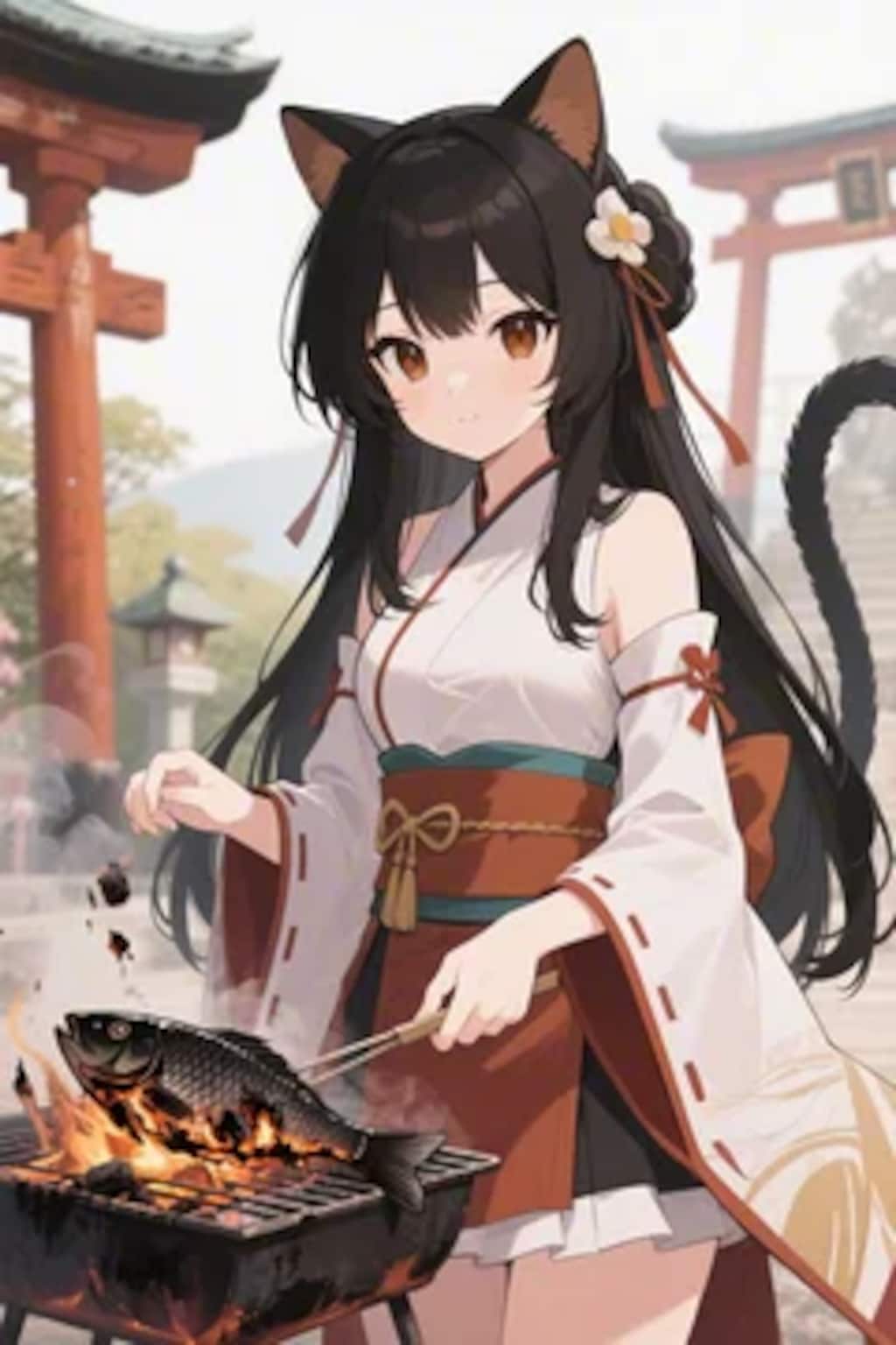 おさかにゃを焼くさくらちゃん