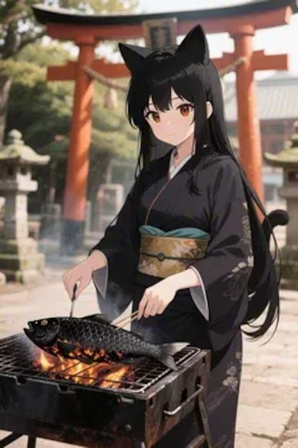 おさかにゃを焼くさくらちゃん