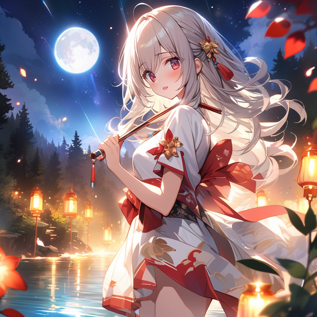 夜にあった白髪少女 | の人気AIイラスト・グラビア