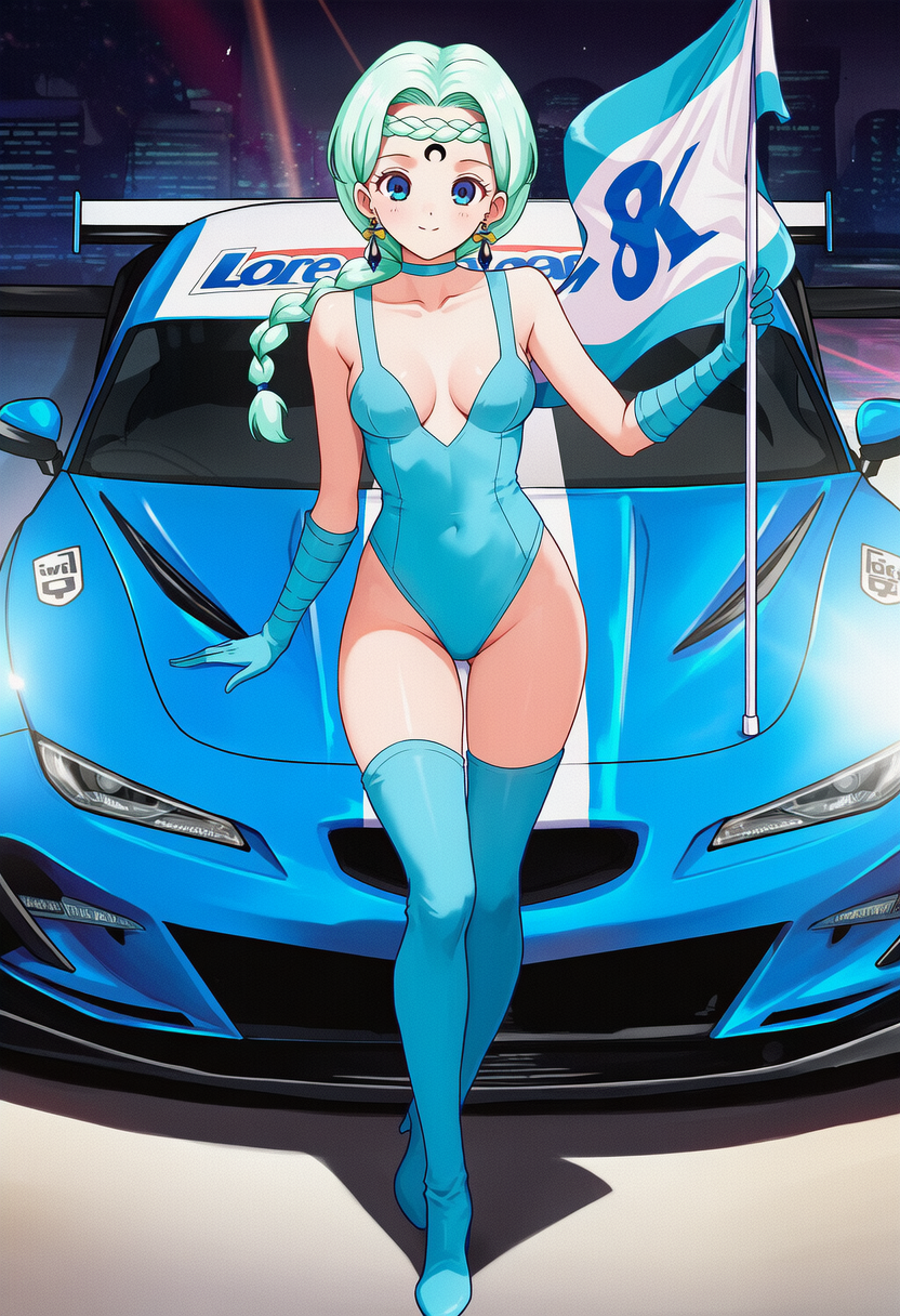 旗を持つベルチェ(レースクイーン風)