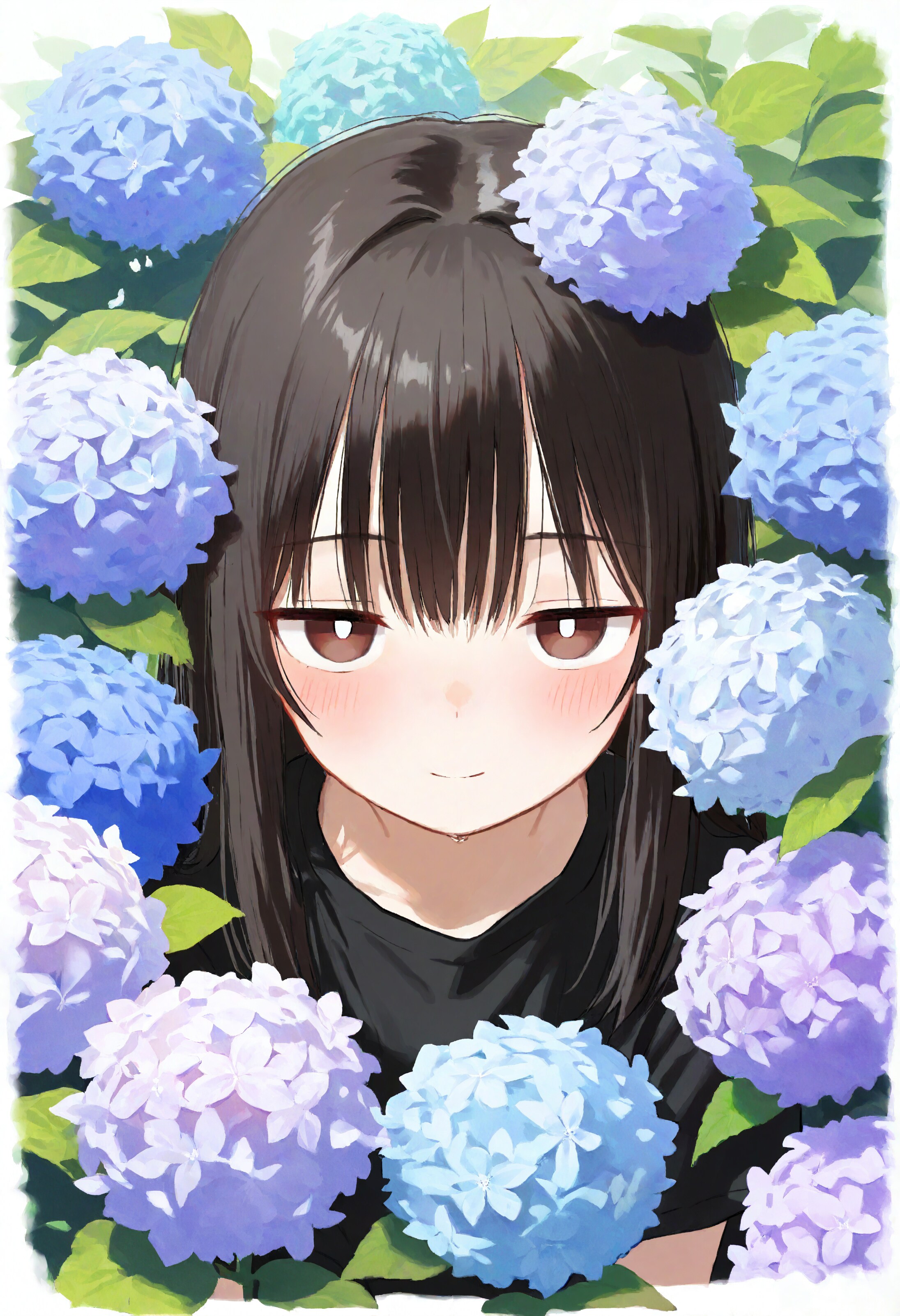 紫陽花に囲まれて