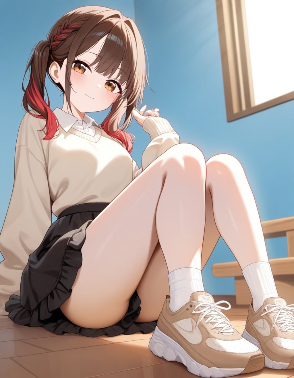 膝は立てても見せません