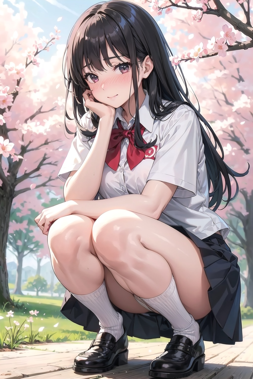 桜の花と委員長