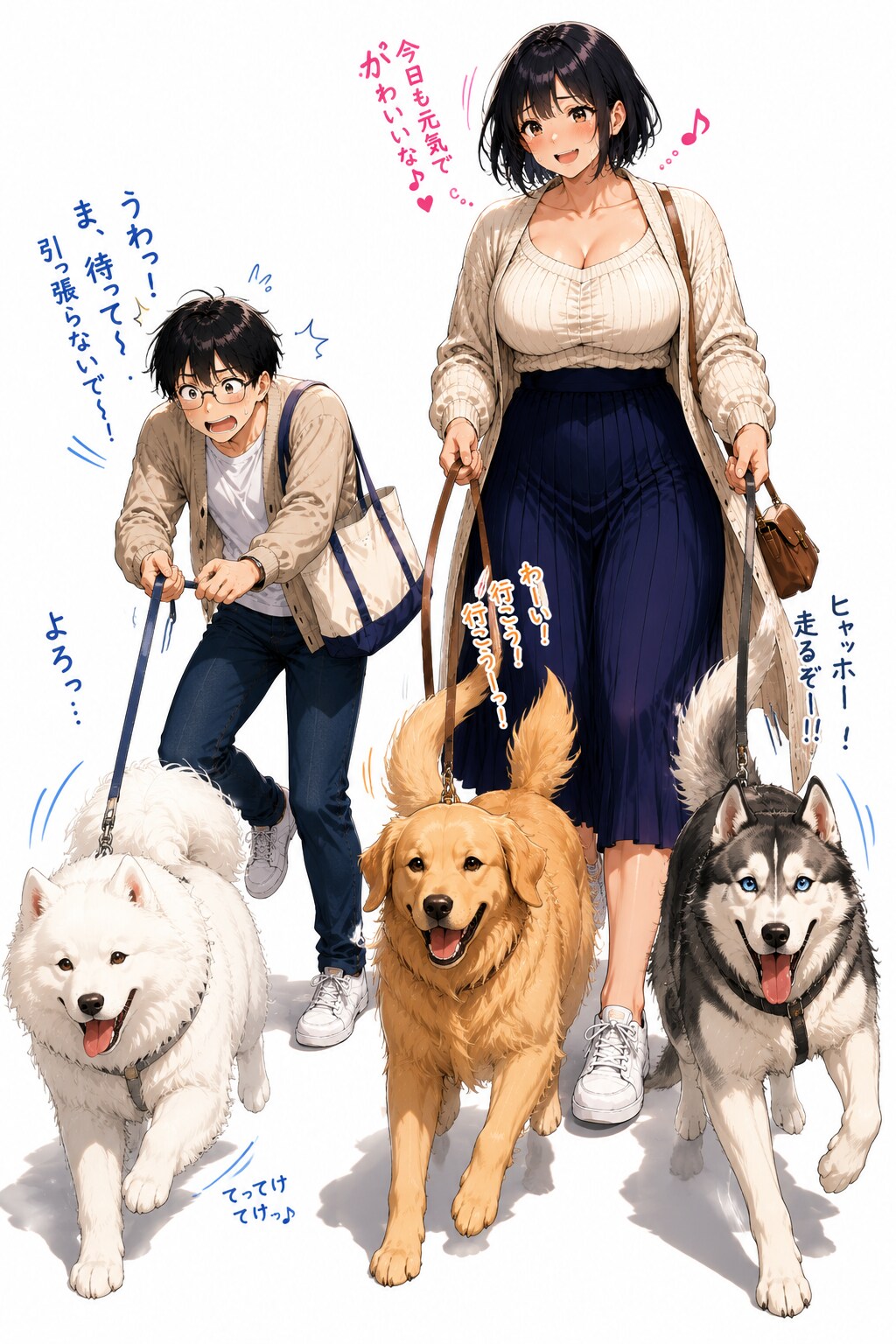 犬の散歩デート | の人気AIイラスト・グラビア