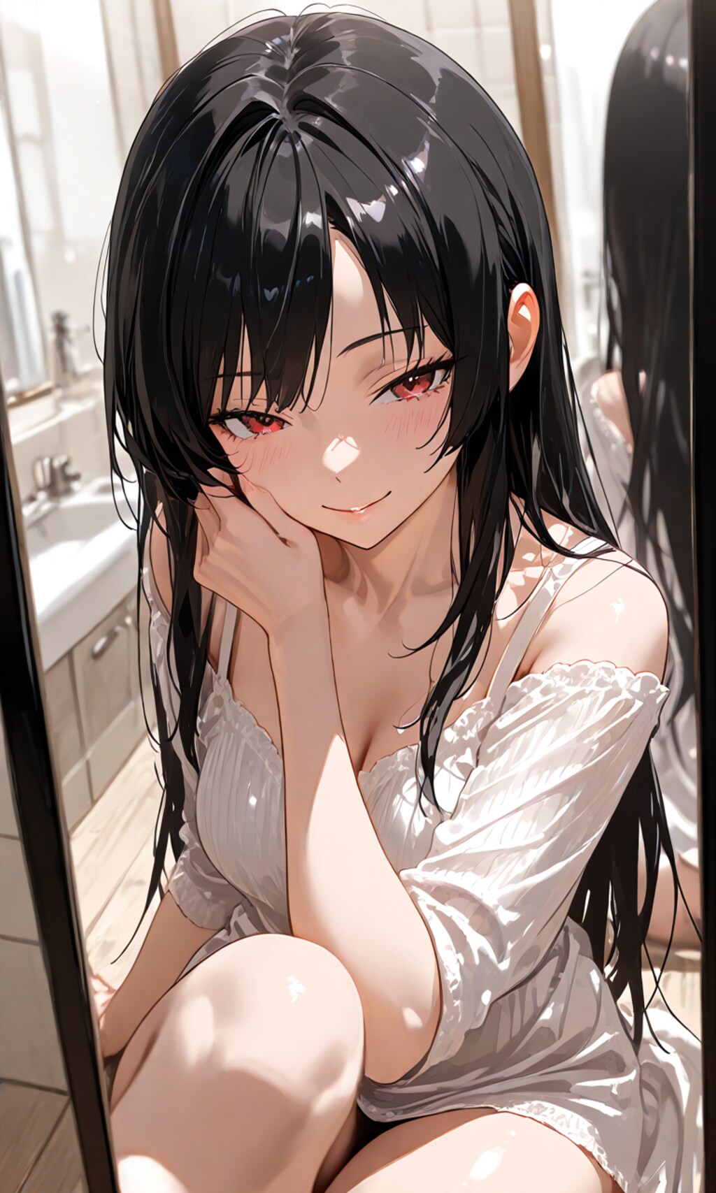 (このチーク、どうかな……)